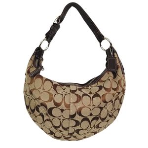 Coach Signature Brown and Tan Hobo Bag